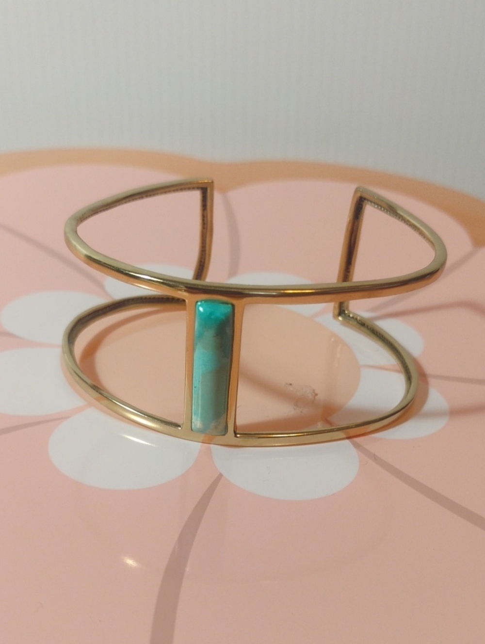 Barse Thai Turquoise Stone Adjustable Cuff Bangle Bracelet